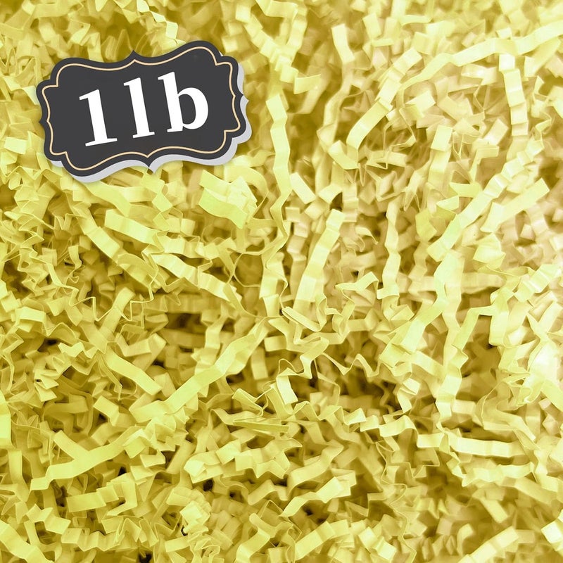 ZEBMOON 1 LB Light Yellow Crinkle Cut Paper Shred Filler Great for Gift Wrapping, Basket Filling, Birthday, Wedding, Halloween, Thanksgiving, Christmas Day, New Year Party Decorations Filling Supplies - Image 1
